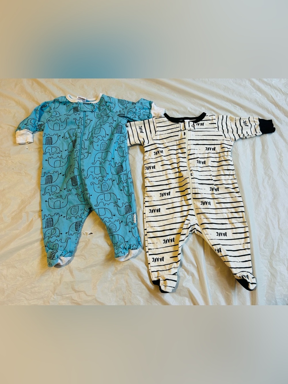 2 Baby One-Piece Footed Pajamas